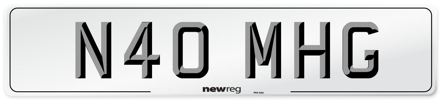 N40 MHG Number Plate from New Reg